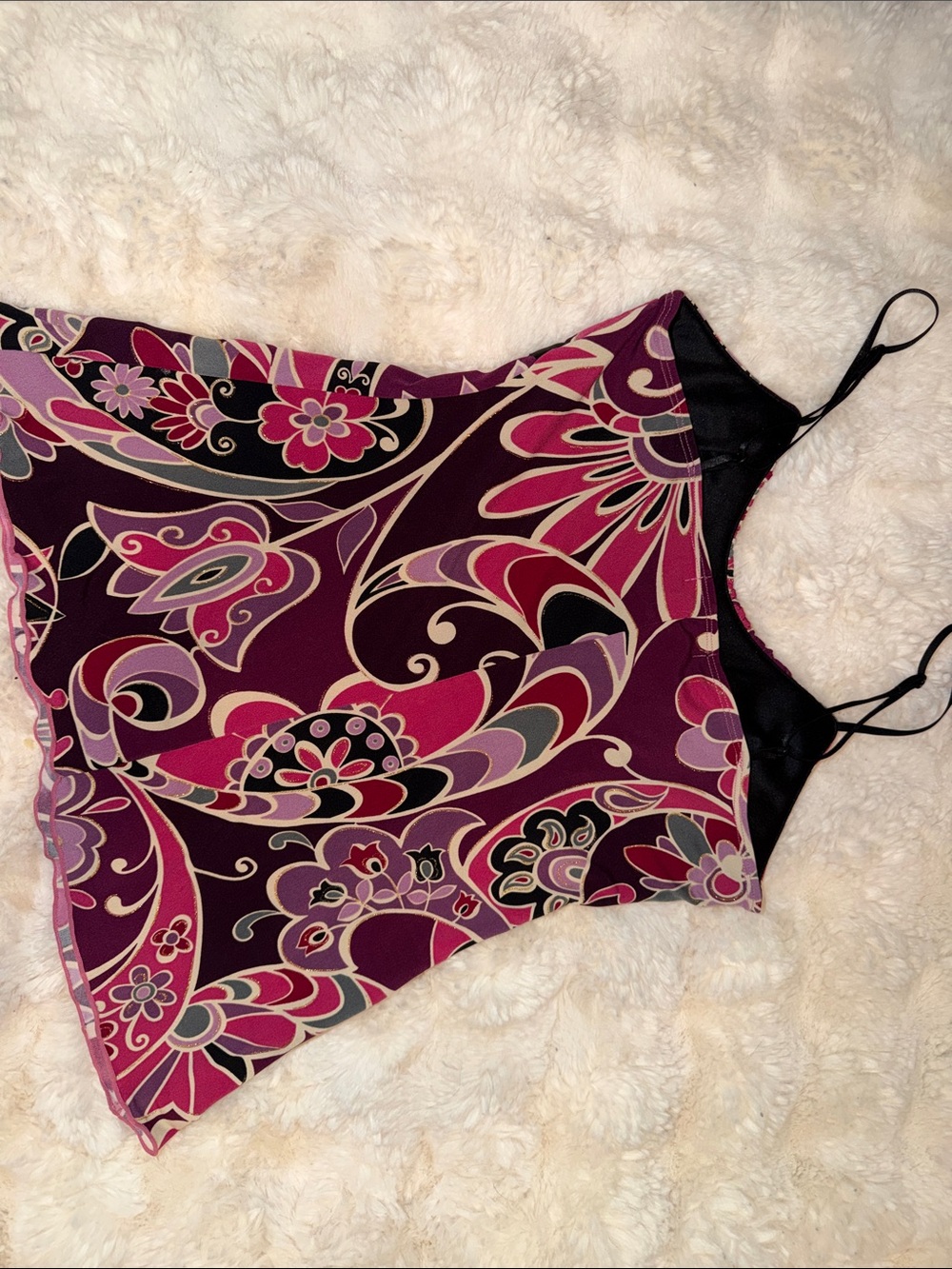 Rampage Pink Purple Floral Y2K Spaghetti Strap Top - Picture 5 of 7